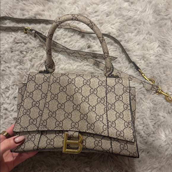 FAUX Beige Monogram Crossbody Bag - Picture 1 of 5